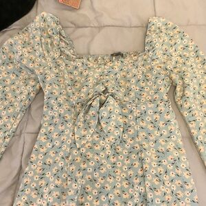 Lily Rose Light Blue Floral Blouse